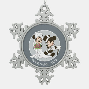Ornement Flocon De Neige Mickey et Minnie Mariage   Se marier