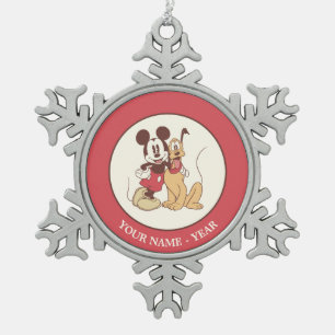 Ornement Flocon De Neige Mickey et Pluto classiques   Ajouter Votre Nom
