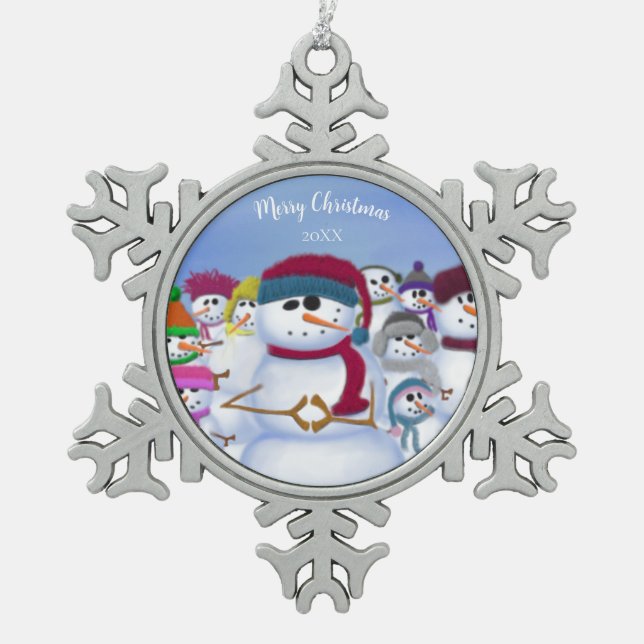 Ornement Flocon De Neige Mignonnes et somnolentes (Devant)