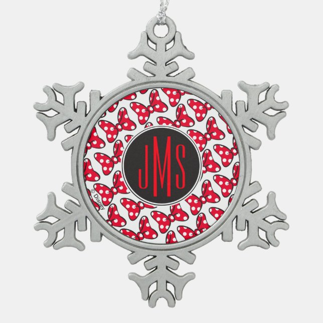 Ornement Flocon De Neige Minnie branchée | Monogramme de la boîte à points  (Devant)