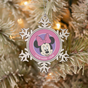 Ornement Flocon De Neige Minnie   Classic Smiling Ajouter Votre Nom
