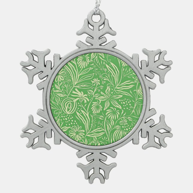 Ornement Flocon De Neige Modèle floral préféré en vert (Devant)