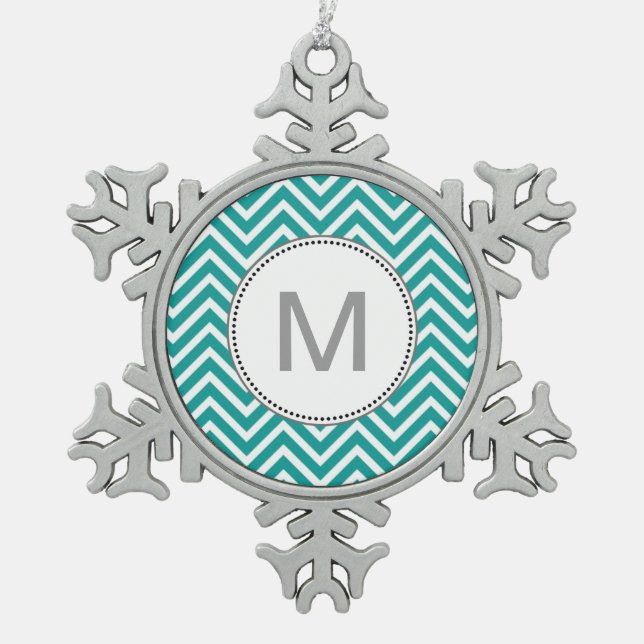Ornement Flocon De Neige Moderne, cool, tendance turquoise chevron zigzag m (Devant)