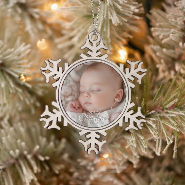 Ornement Flocon De Neige Mon premier bébé de Noël photo personnalisée (Arbre)