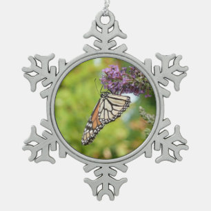 Ornement Flocon De Neige Monarque papillon sur Buddleia pourpre