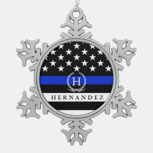 Ornement Flocon De Neige Monogramme customisé dénommé par police de drap