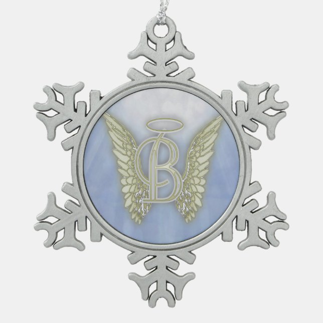 Ornement Flocon De Neige Monogramme d'ange de la lettre B (Devant)