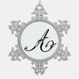 Ornement Flocon De Neige Monogramme Élégant Vintage A avec nom personnali