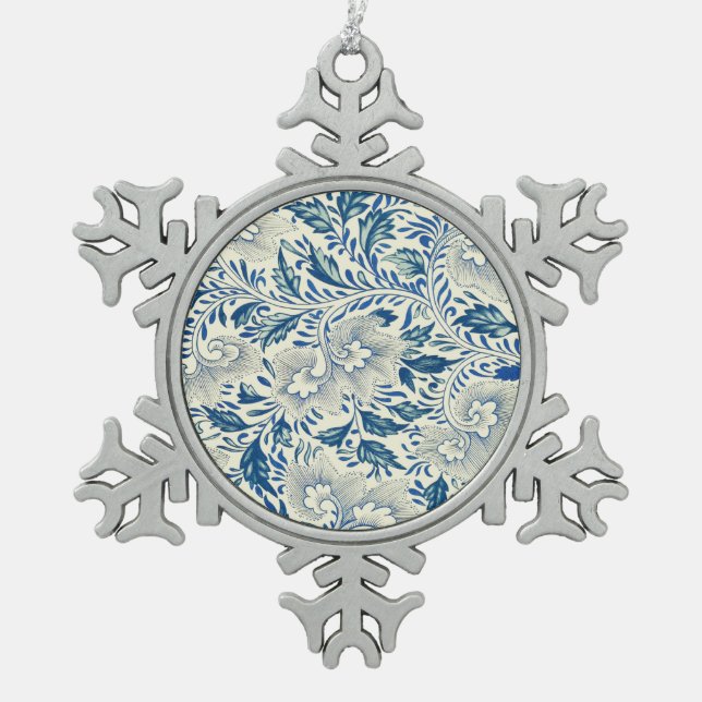 Ornement Flocon De Neige Motif Floral bleu Antique Design asiatique (Devant)