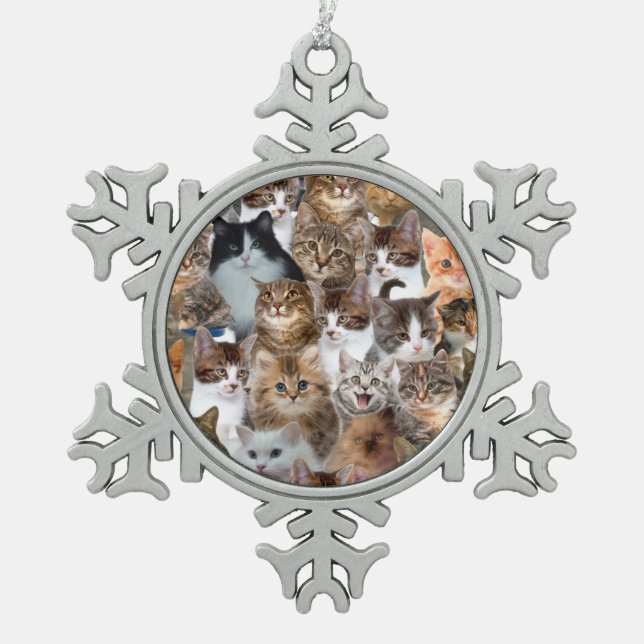 Ornement Flocon De Neige Motif Visages de chat (Devant)