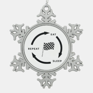 Ornement Flocon De Neige Motorsport Mangez le sommeil Répéter le ventilateu