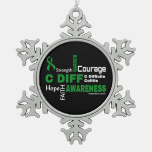 Ornement Flocon De Neige Mots...C Diff Snowflake Pewter Noël Ornament