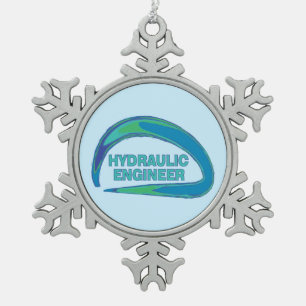Ornement Flocon De Neige Mug de l'ingénieur hydraulique à vague bleue