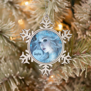 Ornement Flocon De Neige Mystical Ice Queen - Imaginaire Winter Goddess Art