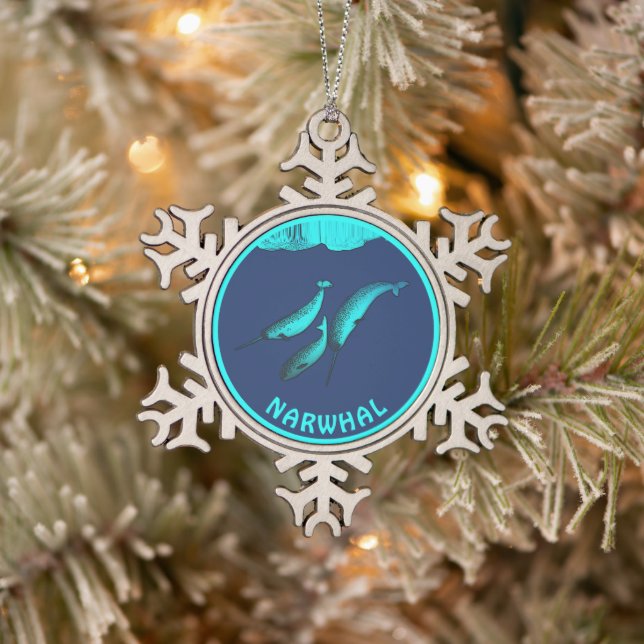Ornement Flocon De Neige Narwhal Sous La Glace (Arbre)