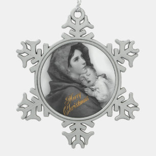 Ornement Flocon De Neige Nativité de Noël Vierge et ornement d'enfant