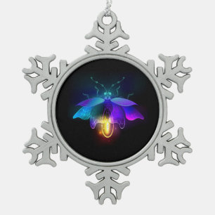 Ornement Flocon De Neige Neon Firefly sur noir