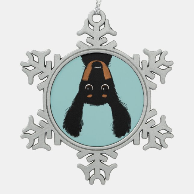 Ornement Flocon De Neige Noël à l'envers de teckel (Devant)