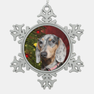 Ornement Flocon De Neige Noël Dachshund applaudi