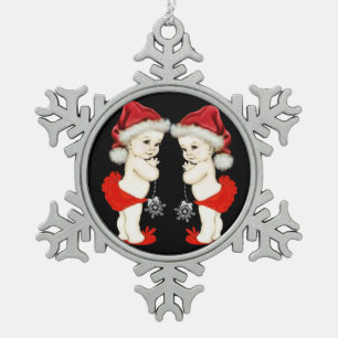 Ornement Flocon De Neige Noël de bébé de jumeau de bébé de Père Noël