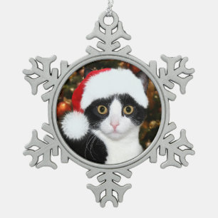 Ornement Flocon De Neige Noël de chat de smoking