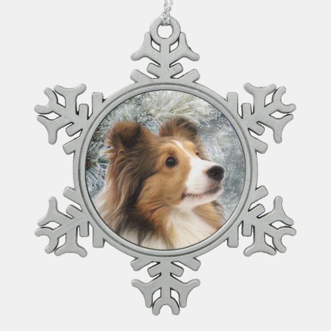 Ornement Flocon De Neige Noël de Sheltie de sable (Devant)