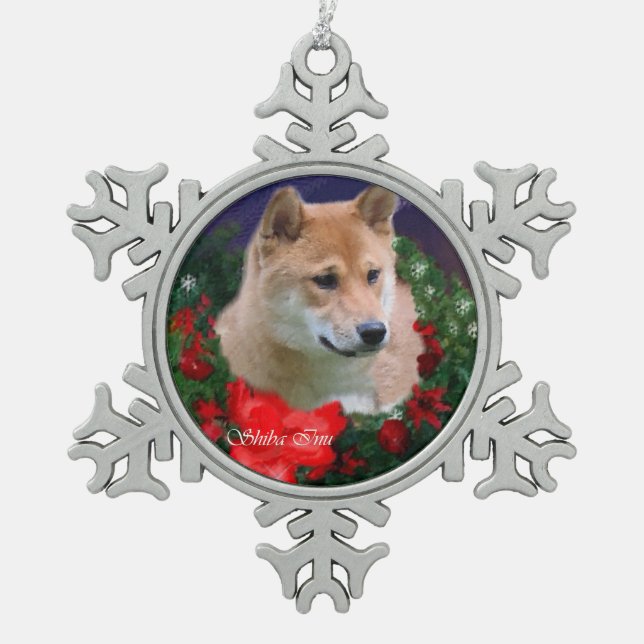 Ornement Flocon De Neige Noël de Shiba Inu (Devant)