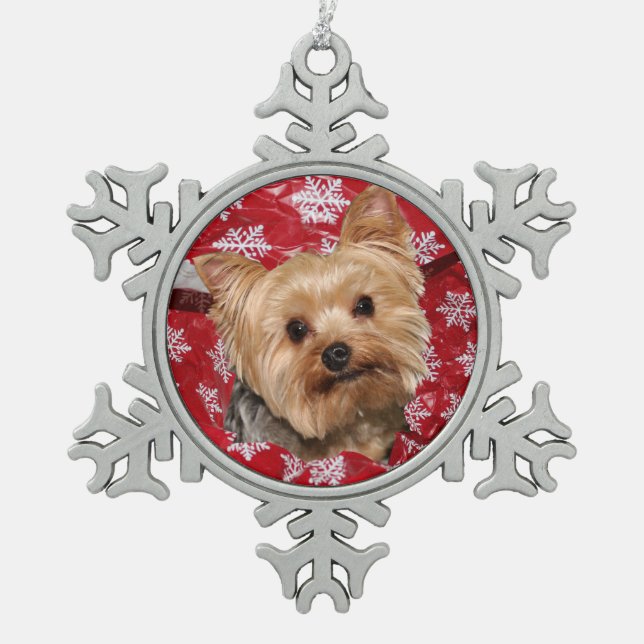 Ornement Flocon De Neige Noël de Yorkie (Devant)