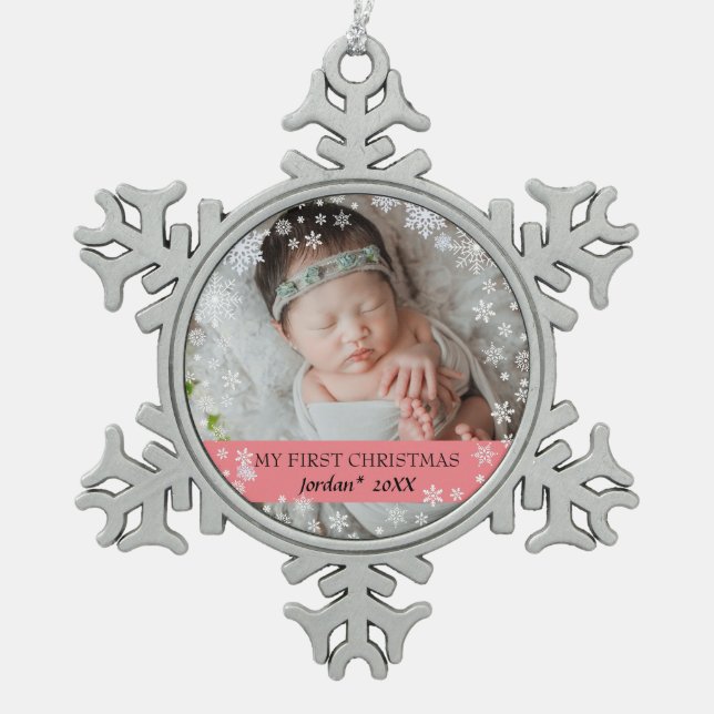 Ornement Flocon De Neige Noël du bébé (Devant)