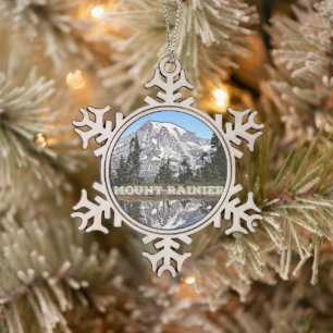 Ornement Flocon De Neige Noël du Mont Rainier Washington State