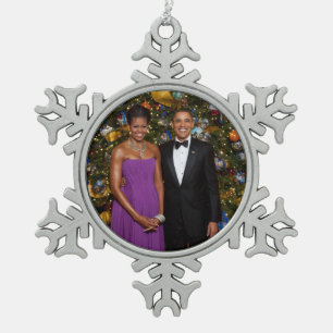 Ornement Flocon De Neige Noël du président Barack Obama et de Michelle