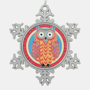 Ornement Flocon De Neige Noël mignon et coloré de petit hibou drôle