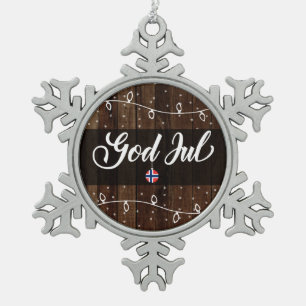 Ornement Flocon De Neige Noël norvégien de juillet de Dieu Joyeux, style