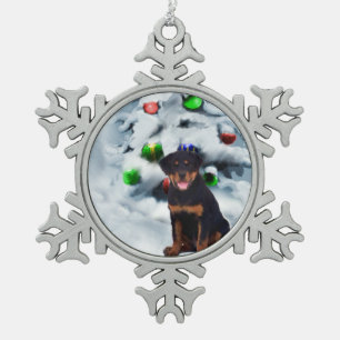 Ornement Flocon De Neige Noël Rottweiler