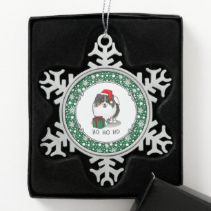 Ornement Flocon De Neige Noël Santa Hat Pomeranian (tri-couleur) mignonne