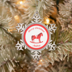 Ornement Flocon De Neige Noël scandinave Cheval Rocse Custom