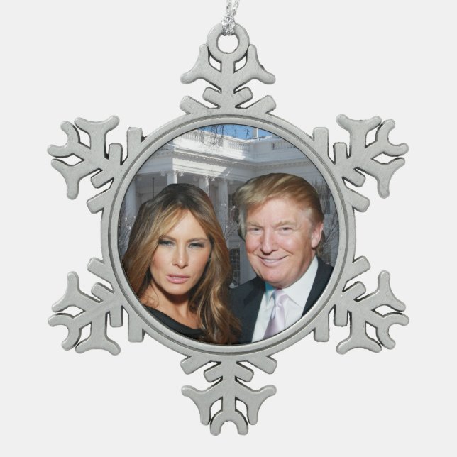 Ornement Flocon De Neige Noël Trump : Donald et Melania (Devant)