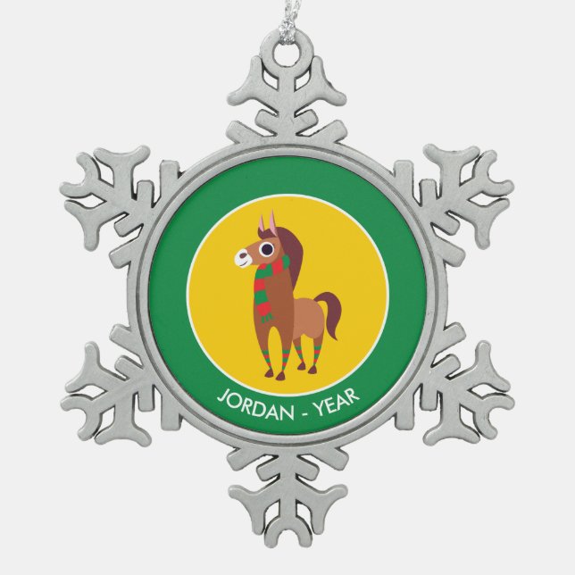 Ornement Flocon De Neige Noël Zora le cheval (Devant)