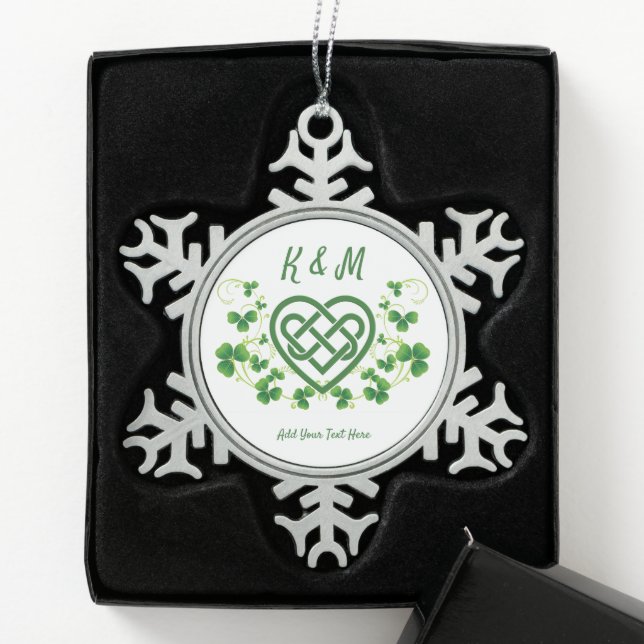 Ornement Flocon De Neige Noeud d'amour celtique irlandais personnalisé (Boîte)