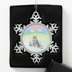 Ornement Flocon De Neige Nom personnalisé Chat Maine Coon Animal de compagn