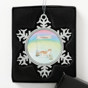Ornement Flocon De Neige Nom personnalisé Scottish Pold Cat Pet