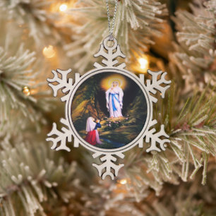Ornement Flocon De Neige Notre Dame de Lourdes by Litany Lane