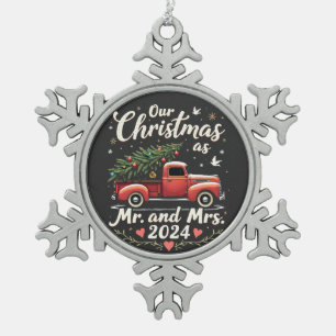 Ornement Flocon De Neige Notre Noël en tant que M. et Mme 2024 Couples corr