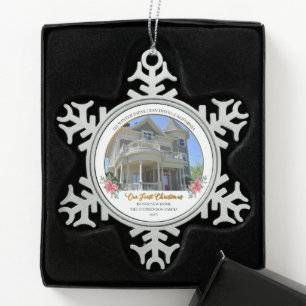 Ornement Flocon De Neige Notre premier Noël dans notre nouvelle maison Pho