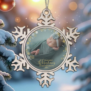 Ornement Flocon De Neige Notre premier Noël en tant que grands-parents Orne