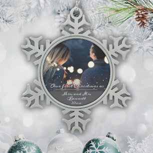 Ornement Flocon De Neige Notre premier Noël en tant que Madame. & Mr Mariag