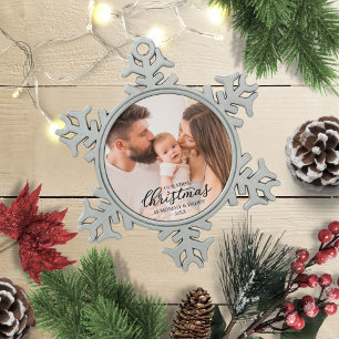 Ornement Flocon De Neige Notre premier Noël en tant que maman et papa bébé 
