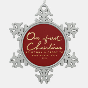 Ornement Flocon De Neige Notre premier Noël en tant que maman et papa Keep