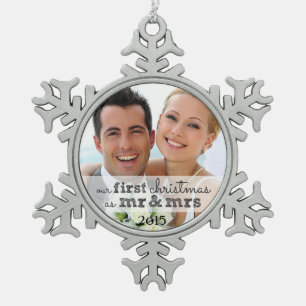 Ornement Flocon De Neige Notre premier Noël en tant qu'ornement Mr & Mrs Sn