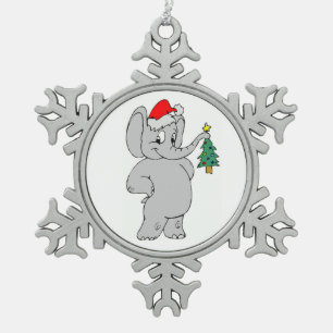 Ornement Flocon De Neige Oeuvre de Noël de flétan de neige/éléphant